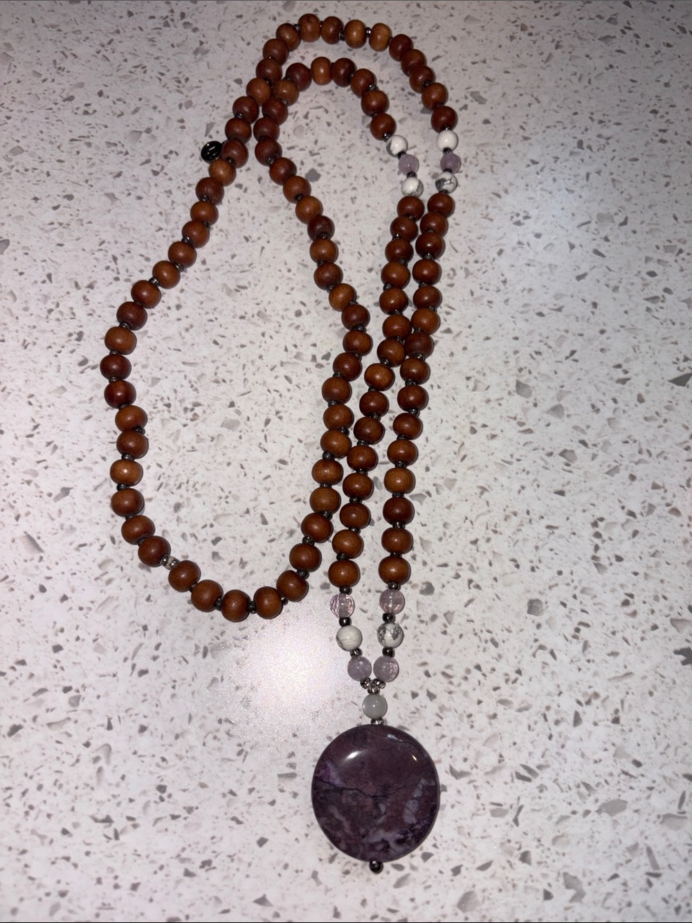 NEW! Tiny Devotions Wooden Beaded Amethyst Necklace 💜 - Picture 4 of 11